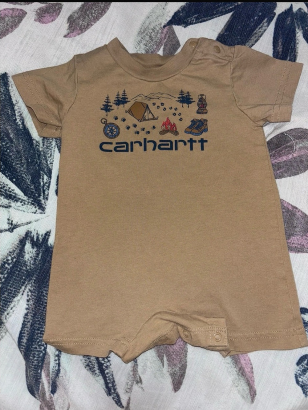 Carhartt Kids Short Sleeve Tan Graphic Romper